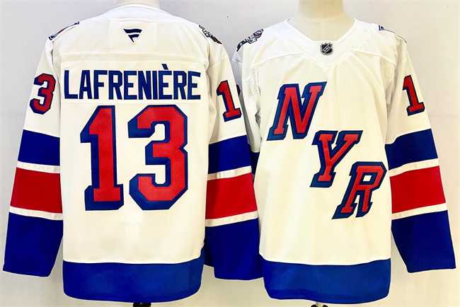 Mens New York Rangers #13 Alexis Lafreniere White 2024-25 Stadium Series Stitched Jersey